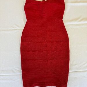 Strapless Bodycon Dress Red Size M